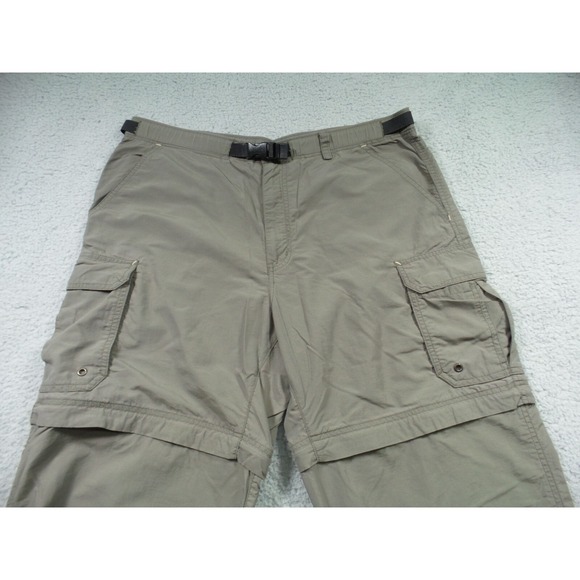 REI Pants Mens Size M 35 X 31 Green Convertible Cargo Belted Ankle Zip UPF 50+ - Picture 3 of 16